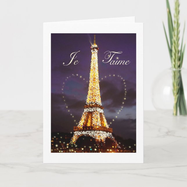 CARTES POUR FÊTES ANNUELLES TOUR EIFFEL PARIS JE T'AIME VALENTINE (Devant)
