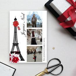 Cartes Pour Fêtes Annuelles Tour Eiffel Paris Joyeux Noel 3 Photo Noël