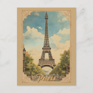 Cartes Pour Fêtes Annuelles Tour Eiffel Paris Voyage Style Rétro Art Vintage