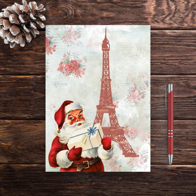Cartes Pour Fêtes Annuelles Tour Eiffel vintage, Père Noël, Paris Noël (Créateur téléchargé)