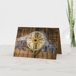 Cartes Pour Fêtes Annuelles Tournesol à roue de la grange rustique