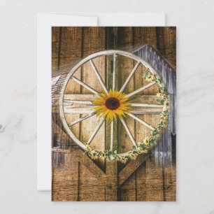 Cartes Pour Fêtes Annuelles Tournesol à roue de la grange rustique