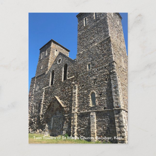 Cartes Pour Fêtes Annuelles Tours jumelles de l'église St Mary's Reculver Kent (Devant)