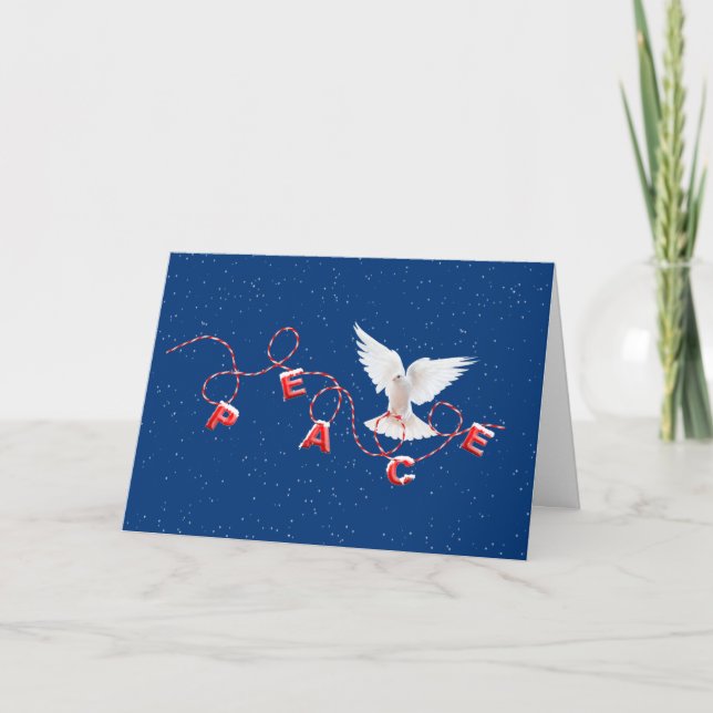 Cartes Pour Fêtes Annuelles Tourterelle blanche dans les flocons de neige (Devant)