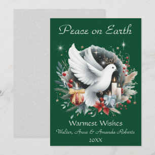 Cartes Pour Fêtes Annuelles Tourterelle, Watercolor Wreath & Candres