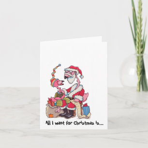 Cartes Pour Fêtes Annuelles "Tous que je veux Flamant rose Notcards pour Noël"