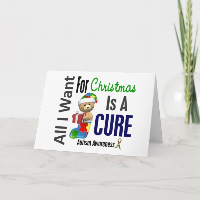 Cartes Pour Fêtes Annuelles Tous que je veux pour l'autisme de Noël (Devant)