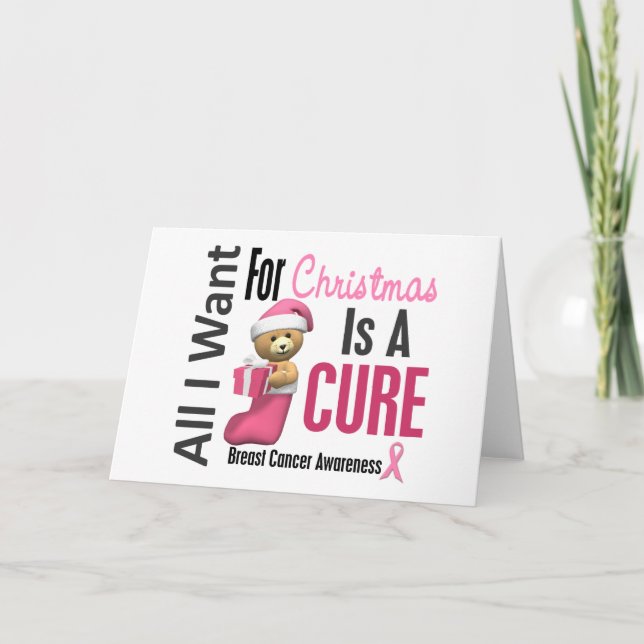 Cartes Pour Fêtes Annuelles Tout ce que je veux pour le cancer du sein de Noël (Devant)