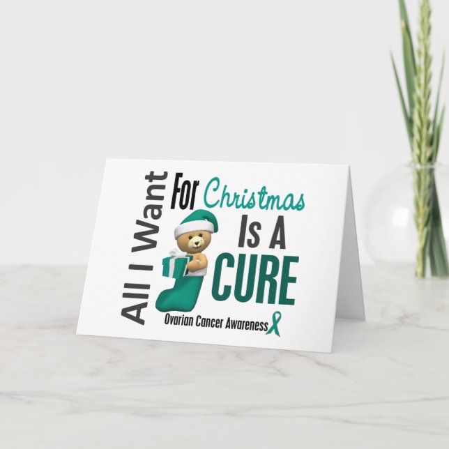 Cartes Pour Fêtes Annuelles Tout Ce Que Je Veux Pour Le Cancer Ovarien De Noël (Devant)