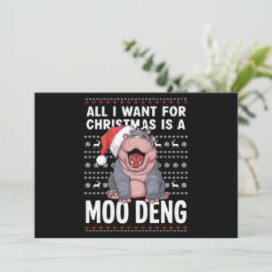 Cartes Pour Fêtes Annuelles Tout ce que je veux pour Noël est un Moo Deng
