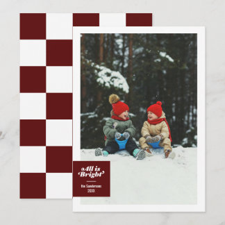 Cartes Pour Fêtes Annuelles Tout est brillant Burgundy Bold à carreaux Festif