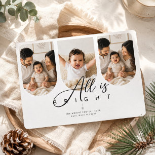 Cartes Pour Fêtes Annuelles Tout est brillant Script Triptyque photo de Noël