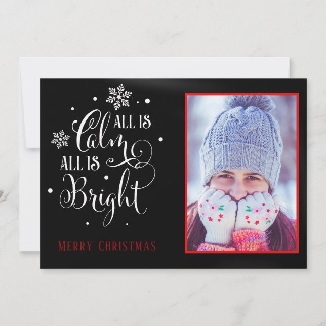 Cartes Pour Fêtes Annuelles "Tout est calme", Élégante photo recto verso Noël (Devant)