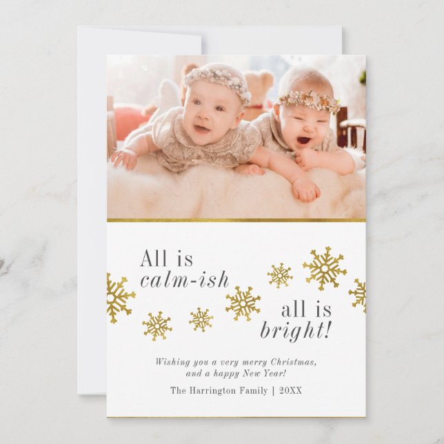 Cartes Pour Fêtes Annuelles Tout Est Calme | Funny Christmas Holiday Photo (Devant)
