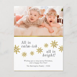 Cartes Pour Fêtes Annuelles Tout Est Calme   Photo personnalisée Funny Noël