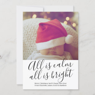 Cartes Pour Fêtes Annuelles Tout Est Calme Tout Est Lumineux Noël Personnalisé