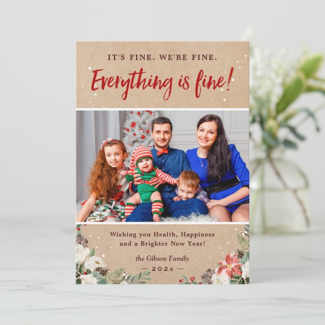 Cartes Pour Fêtes Annuelles Tout est fin Rustique Kraft Floral Photo (Debout devant)