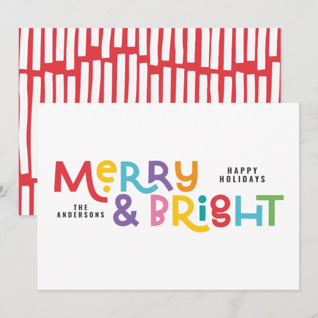 Cartes Pour Fêtes Annuelles Tout est lumineux fun moderne brillant Noël scinti (Devant / Derrière)
