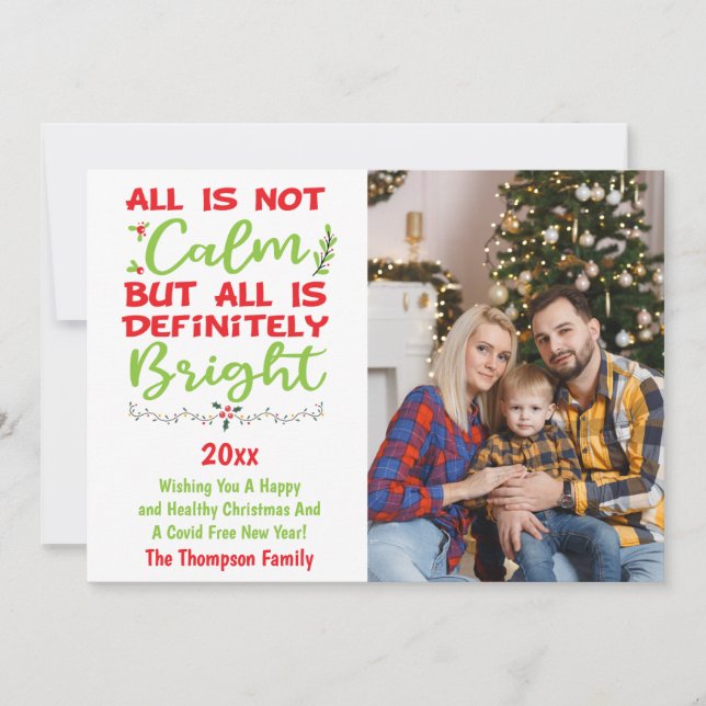 Cartes Pour Fêtes Annuelles Tout N'Est Pas Calme Mais Tout Est Bright Photo 20 (Devant)