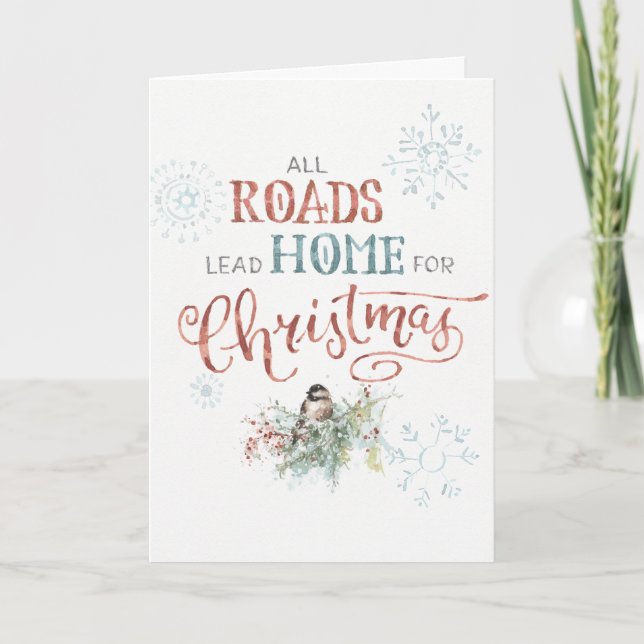 Cartes Pour Fêtes Annuelles Toutes les routes mènent à la maison pour Noël (Devant)