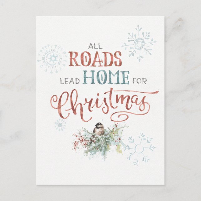 Cartes Pour Fêtes Annuelles Toutes les routes mènent à la maison pour Noël (Devant)