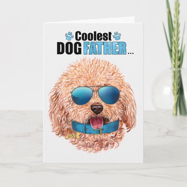 Cartes Pour Fêtes Annuelles Toy Poodle Chien Coolest Papa Fête des pères (Devant)