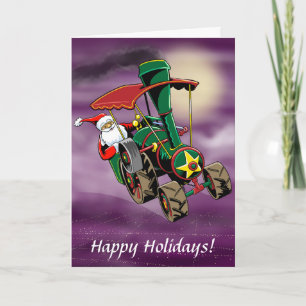 Cartes Pour Fêtes Annuelles Tracteur à vapeur de Santa 2