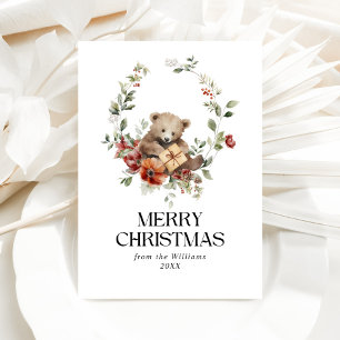 Cartes Pour Fêtes Annuelles Tradition florale Elégante aquarelle Joyeux Noël