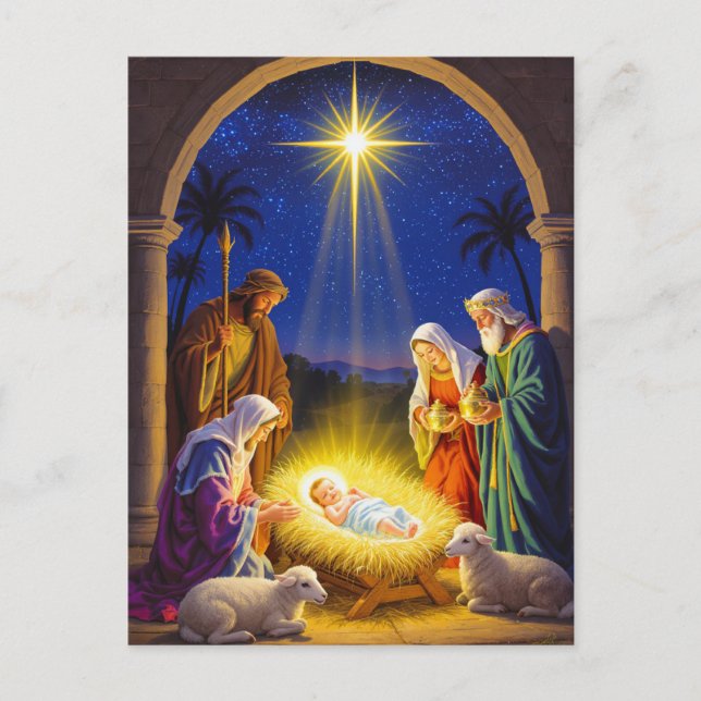 Cartes Pour Fêtes Annuelles Traditional Nativity Holy Family (Devant)