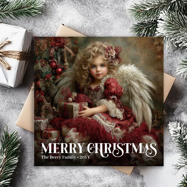 Cartes Pour Fêtes Annuelles Traditional Victorian Angel Burgundy Red Gold Card (Traditional Victorian Angel Burgundy Red Gold Card)