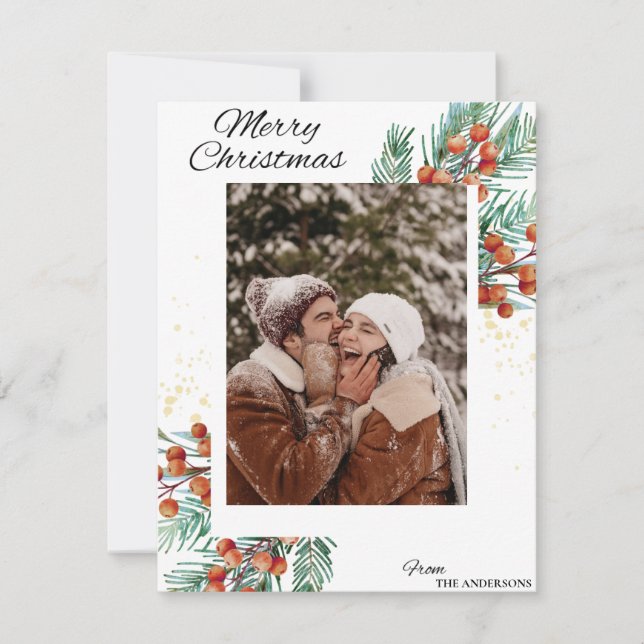 Cartes Pour Fêtes Annuelles traditionnel, rustique, marine, rouge, noël, hiver (Devant)