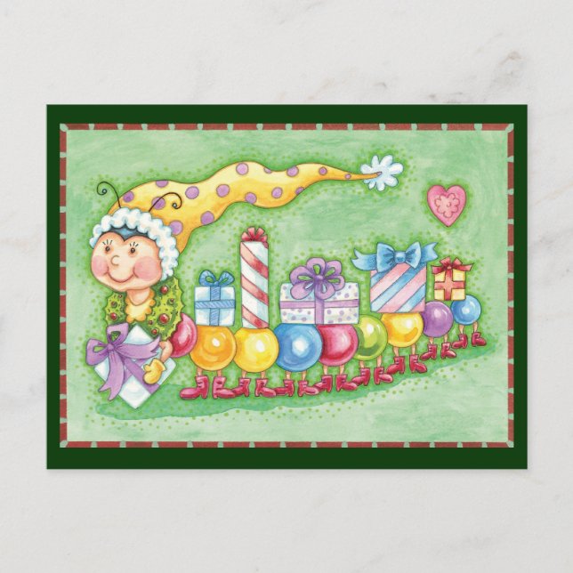 Cartes Pour Fêtes Annuelles Train à chenille de Noël avec présentoirs (Devant)
