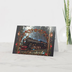 Cartes Pour Fêtes Annuelles Train à vapeur de Noël élégant Nostalgie Victorien