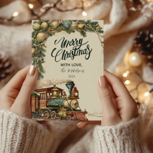 Cartes Pour Fêtes Annuelles Train à vapeur de Noël vintage