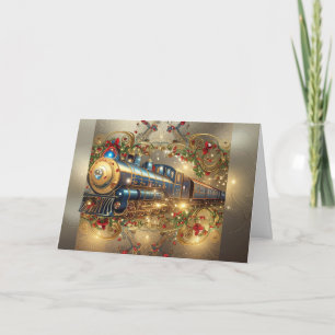 Cartes Pour Fêtes Annuelles Train à vapeur élégant de Noël victorien
