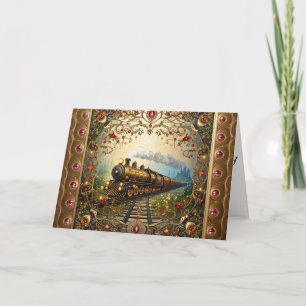 Cartes Pour Fêtes Annuelles Train à vapeur élégant victorien de Noël
