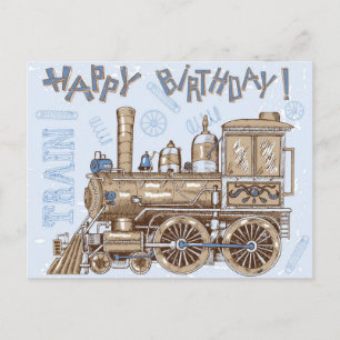 Cartes Pour Fêtes Annuelles Train d'anniversaire vintage Retro