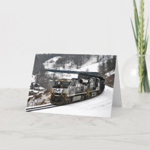 Cartes Pour Fêtes Annuelles Train de charbon d'hiver