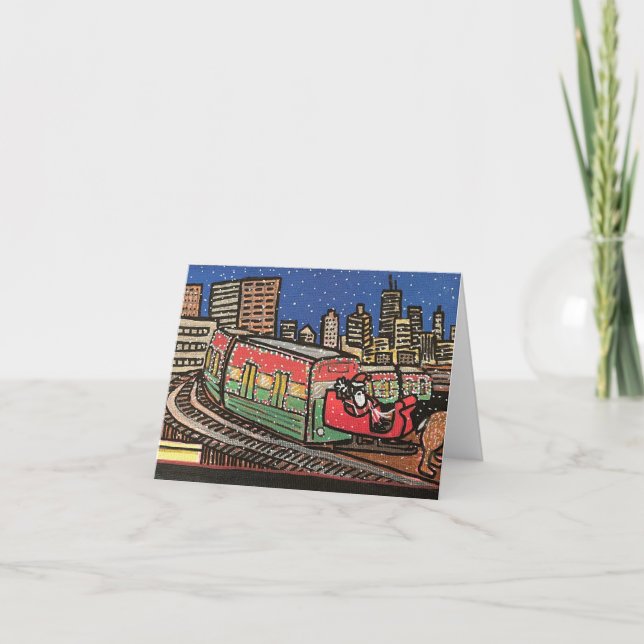 Cartes Pour Fêtes Annuelles Train de Chicago Père Noël (Devant)