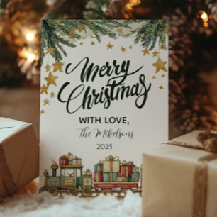 Cartes Pour Fêtes Annuelles Train de jouets de Noël sous l'arbre
