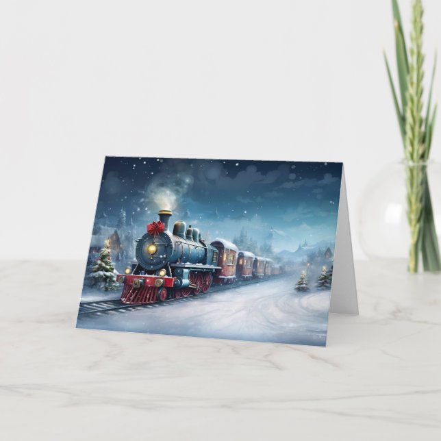 Cartes Pour Fêtes Annuelles Train de Noël (Devant)