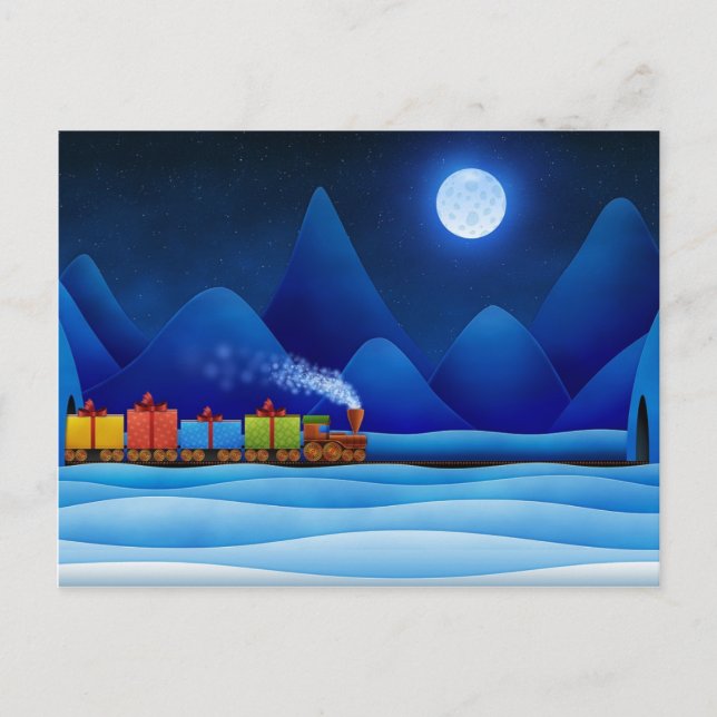 Cartes Pour Fêtes Annuelles Train de Noël (Devant)