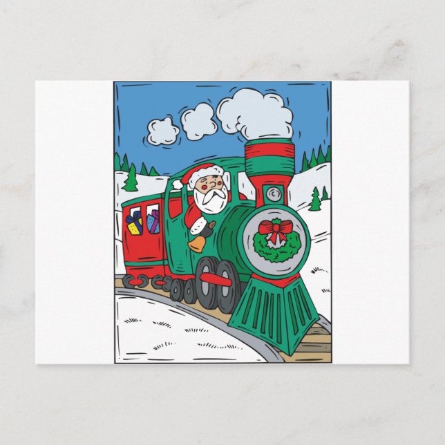 Cartes Pour Fêtes Annuelles Train de Noël (Devant)