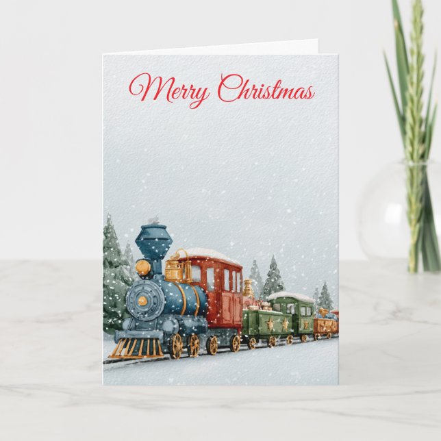 Cartes Pour Fêtes Annuelles train de Noël (Devant)