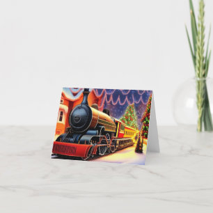 Cartes Pour Fêtes Annuelles train de Noël budget vierge