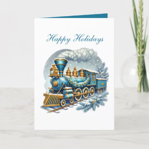 Cartes Pour Fêtes Annuelles Train de Noël festif personnalisable