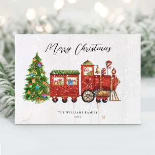Cartes Pour Fêtes Annuelles Train de Noël Père Noël vintage non photo