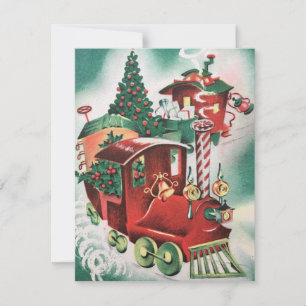 Cartes Pour Fêtes Annuelles Train de Noël Retro vintage