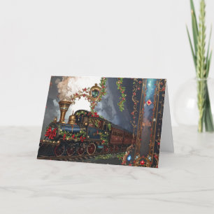 Cartes Pour Fêtes Annuelles Train de Noël victorien romantique nostalgique
