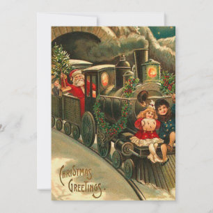 Cartes Pour Fêtes Annuelles Train de Noël vintage du Père Noël